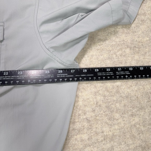 Poncho Shirt Mens 2XL Gray Peal Snap Pockets Vented Button Up Lightweight Fish - Picture 10 of 11